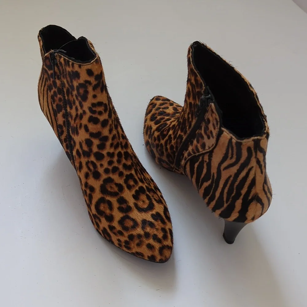 Alfani Dyed Calf Hair Harpper Bootie With Kitten Heel Size 7